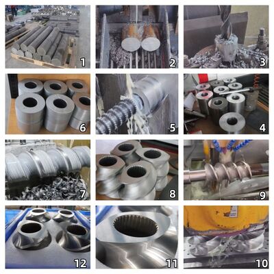 Các bộ phận trục vít máy đùn trục vít đôi chống mài mòn và ăn mòn với gia công chính xác CNC và độ cứng HRC 58-62