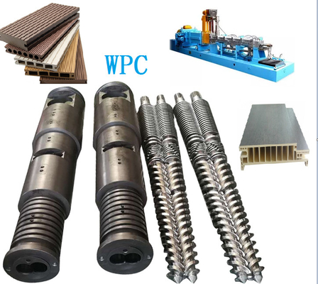 Thiết kế trục vít và thùng hình nón đôi lưỡng kim cho Wpc